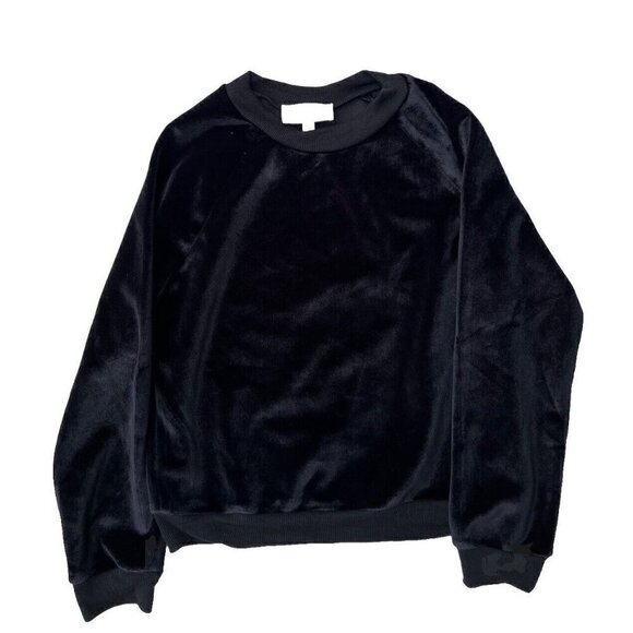 Nasty Gal J.O.A. Womens Black Velvet Plush Little Baby Raglan Sweater Size S - Picture 5 of 16